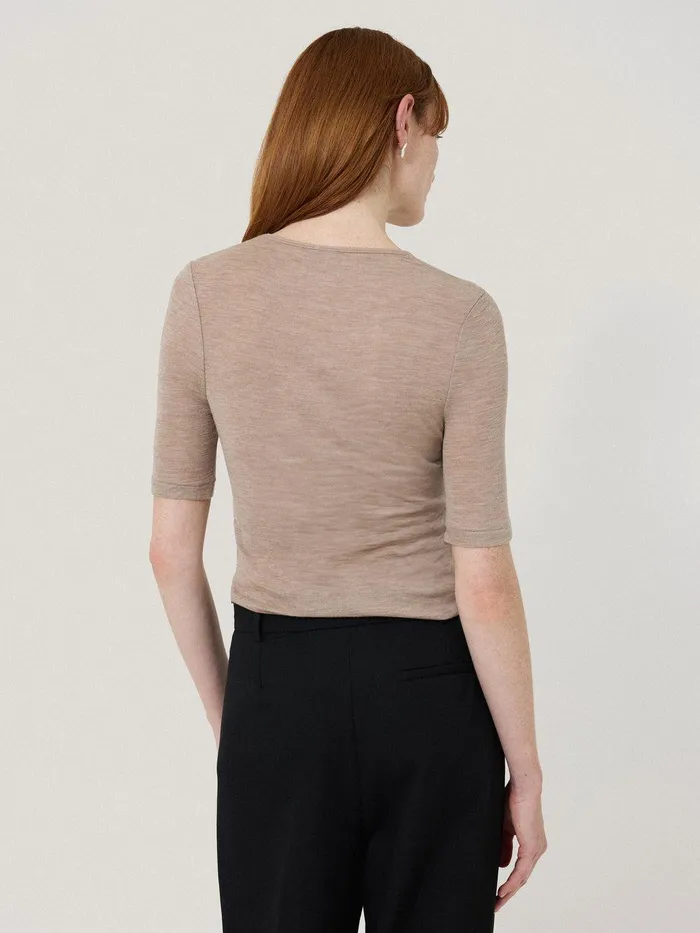 Women Merino Half Sleeve Tshirt Stone Jigsaw Knitwear and Cashmere