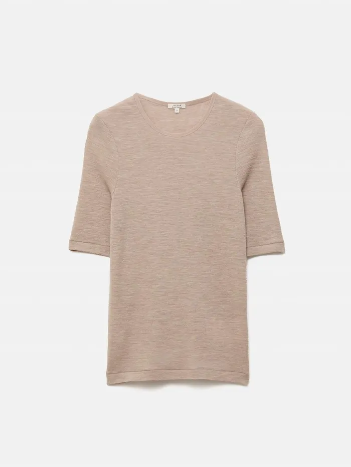 Women Merino Half Sleeve Tshirt Stone Jigsaw Knitwear and Cashmere