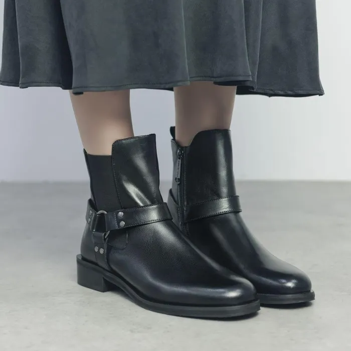 Women Moda In Pelle Black Boots Palanne Black Leather