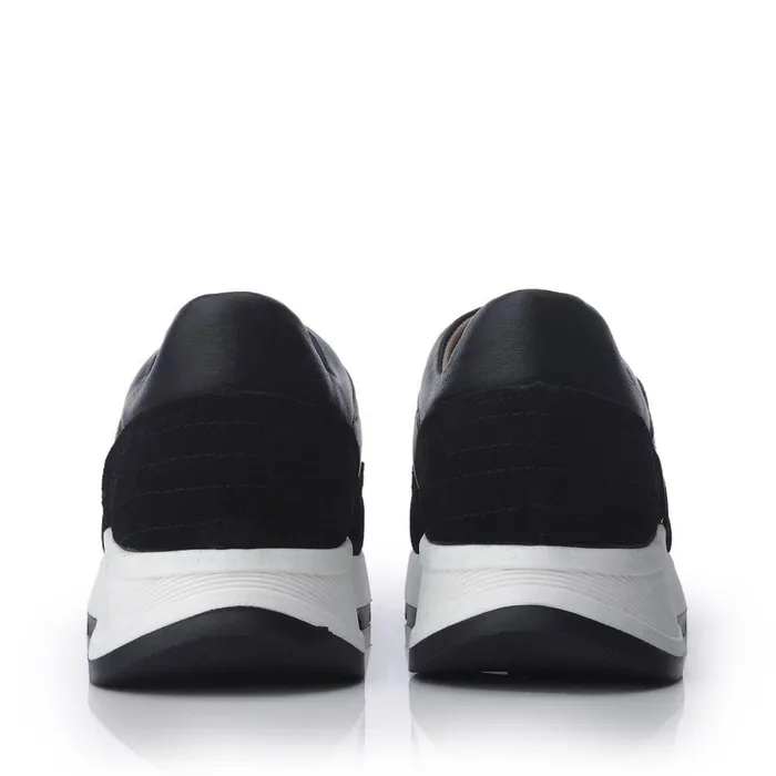 Women Moda In Pelle Black Trainers Shoon Sh Adaggio Black Leather