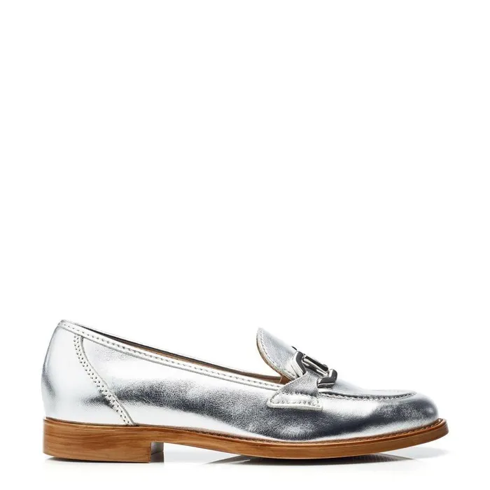 Women Moda In Pelle Brogues And Loafers Elsbeth Silver Leather