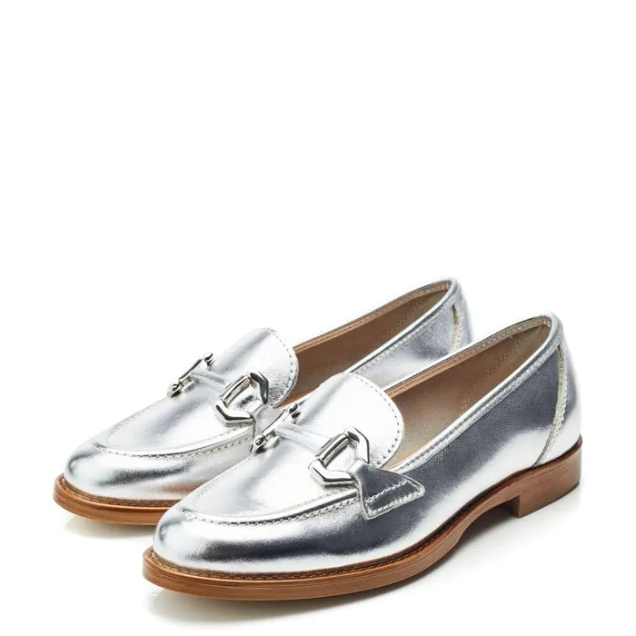 Women Moda In Pelle Brogues And Loafers Elsbeth Silver Leather