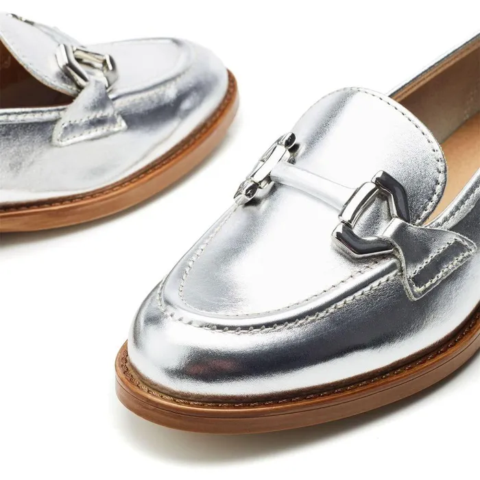Women Moda In Pelle Brogues And Loafers Elsbeth Silver Leather