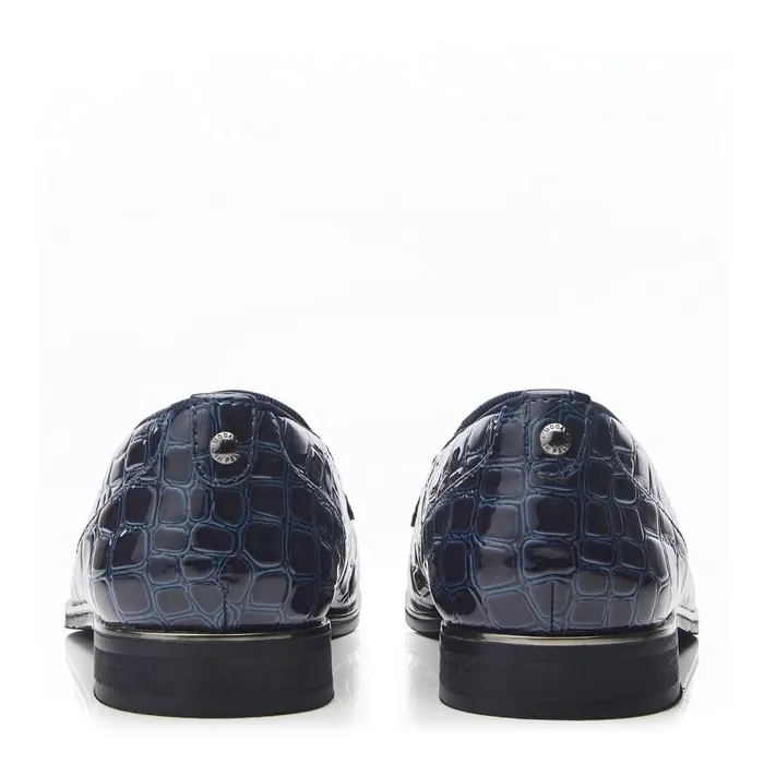 Women Moda In Pelle Brogues And Loafers Evvaa Navy Patent Mocc Croc