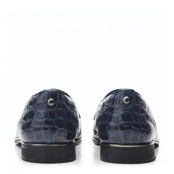 Women Moda In Pelle Brogues And Loafers Evvaa Navy Patent Mocc Croc