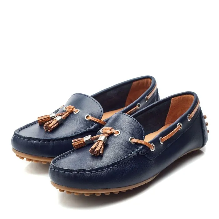 Women Moda In Pelle Casual Shoes Arienna Navy Leather