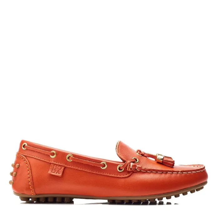 Women Moda In Pelle Casual Shoes Arienna Orange Leather