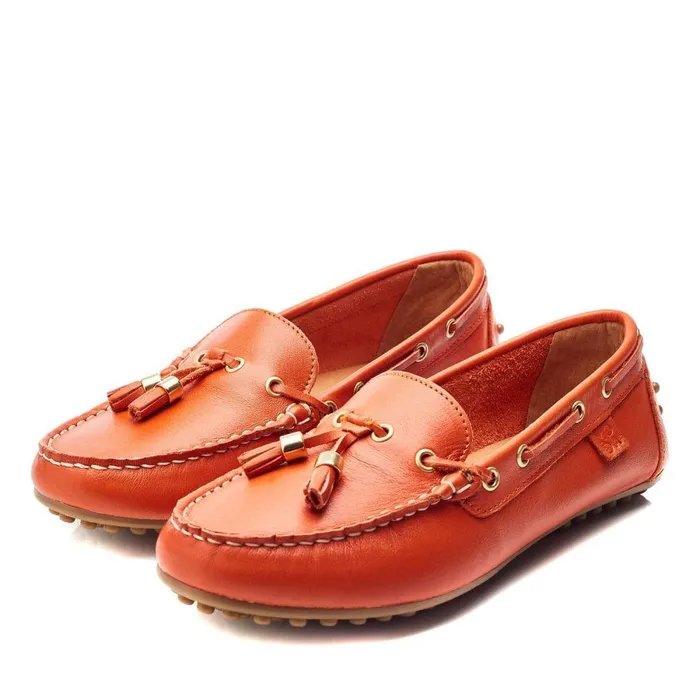 Women Moda In Pelle Casual Shoes Arienna Orange Leather