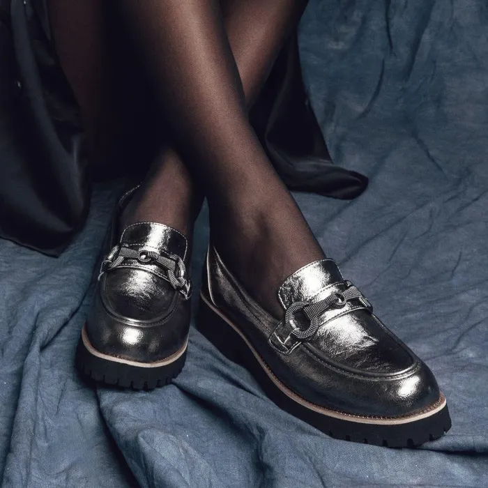 Women Moda In Pelle Casual Shoes Elizza Pewter Porvair