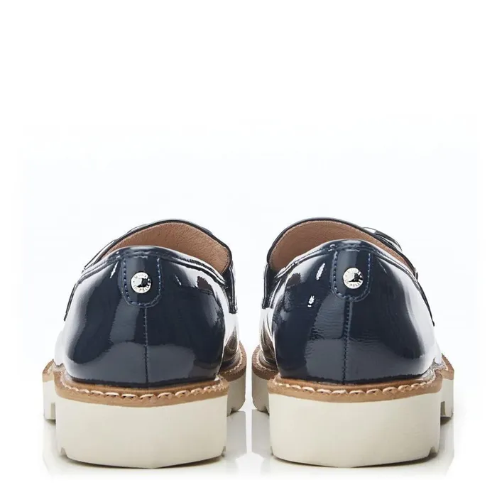 Women Moda In Pelle Casual Shoes Evella Navy Patent Mocc Croc