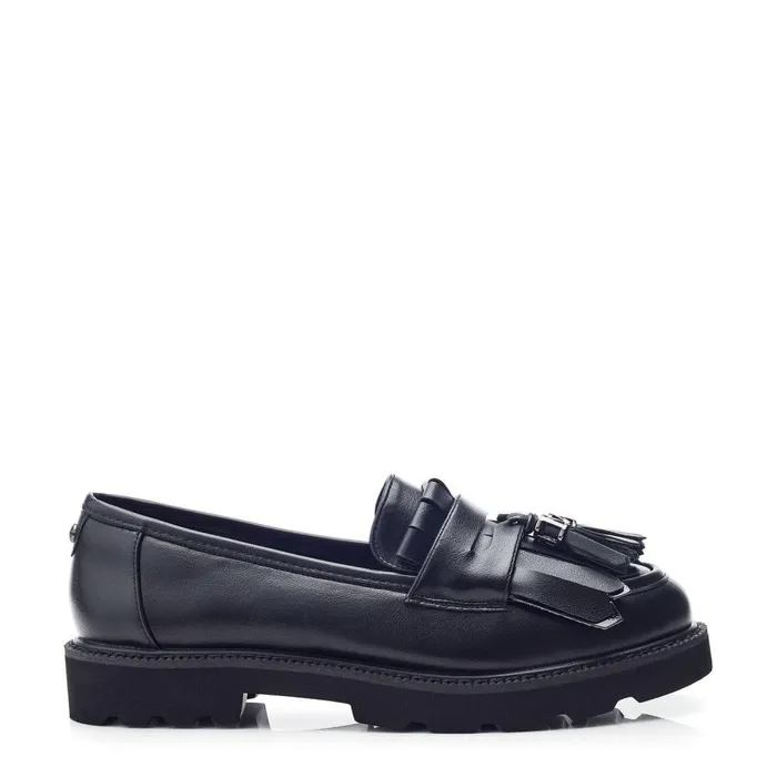Women Moda In Pelle Casual Shoes Fleeche Black Porvair