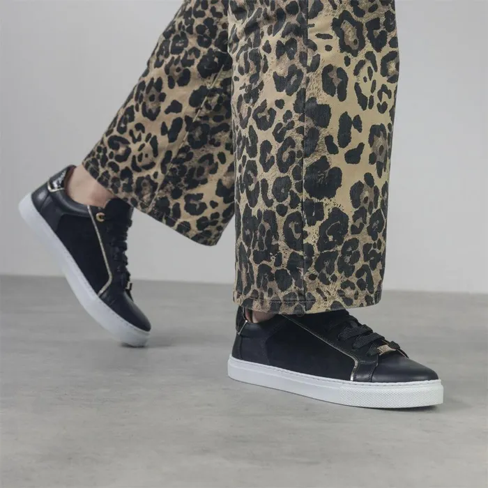 Women Moda In Pelle Casual Trainers Ales Black Leather