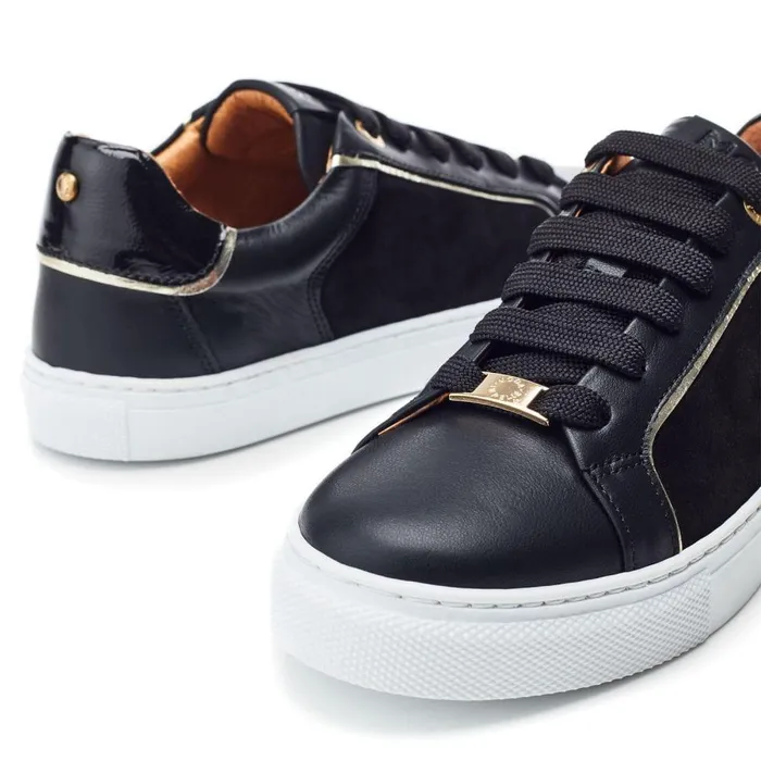 Women Moda In Pelle Casual Trainers Ales Black Leather