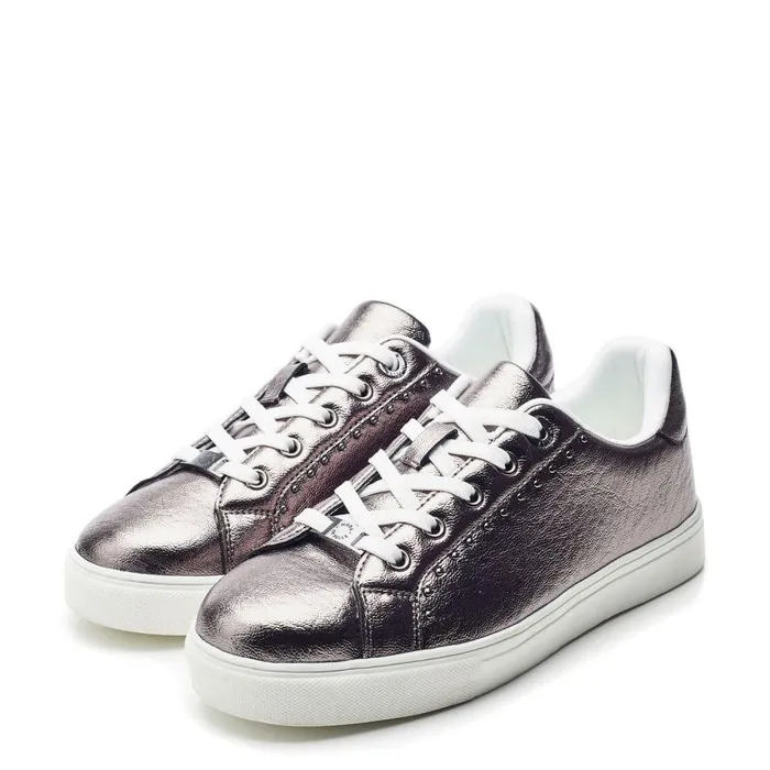 Women Moda In Pelle Casual Trainers Amaya Pewter Porvair