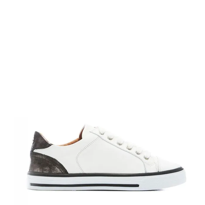 Women Moda In Pelle Casual Trainers Amoreti White 8211 Pewter Leather