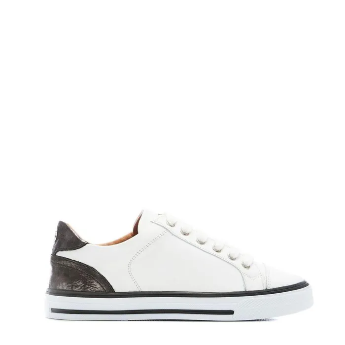 Women Moda In Pelle Casual Trainers Amoreti White 8211 Pewter Leather