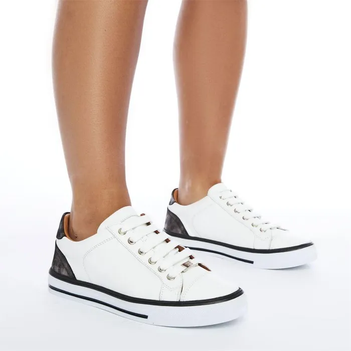 Women Moda In Pelle Casual Trainers Amoreti White 8211 Pewter Leather