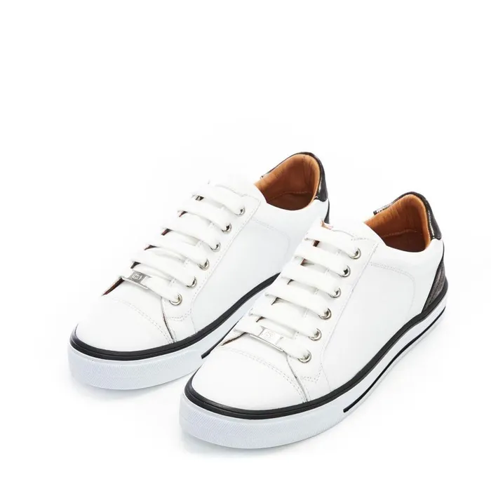 Women Moda In Pelle Casual Trainers Amoreti White 8211 Pewter Leather