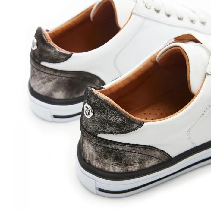 Women Moda In Pelle Casual Trainers Amoreti White 8211 Pewter Leather