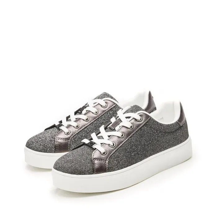 Women Moda In Pelle Casual Trainers Belanie Pewter Textile