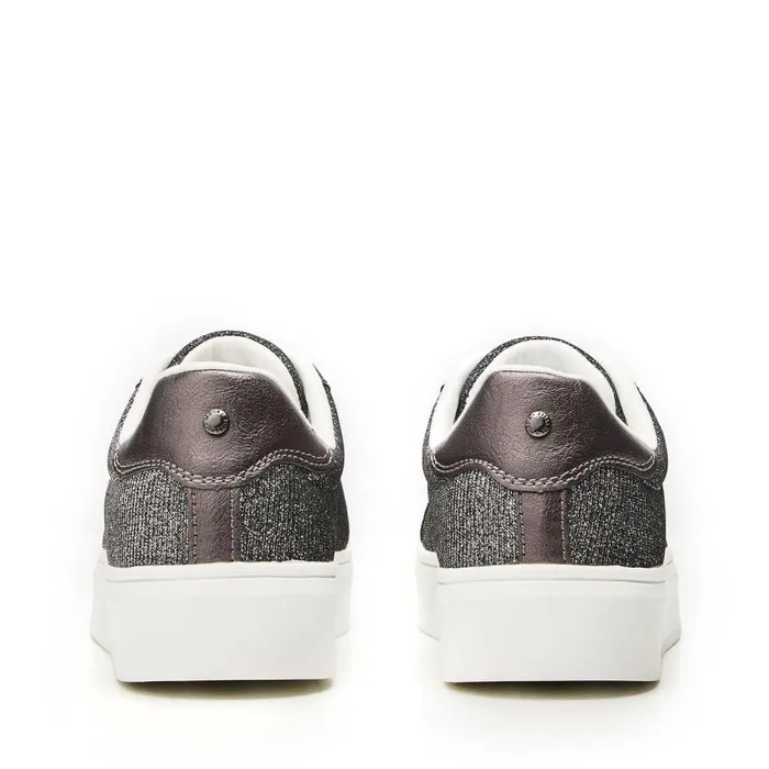 Women Moda In Pelle Casual Trainers Belanie Pewter Textile