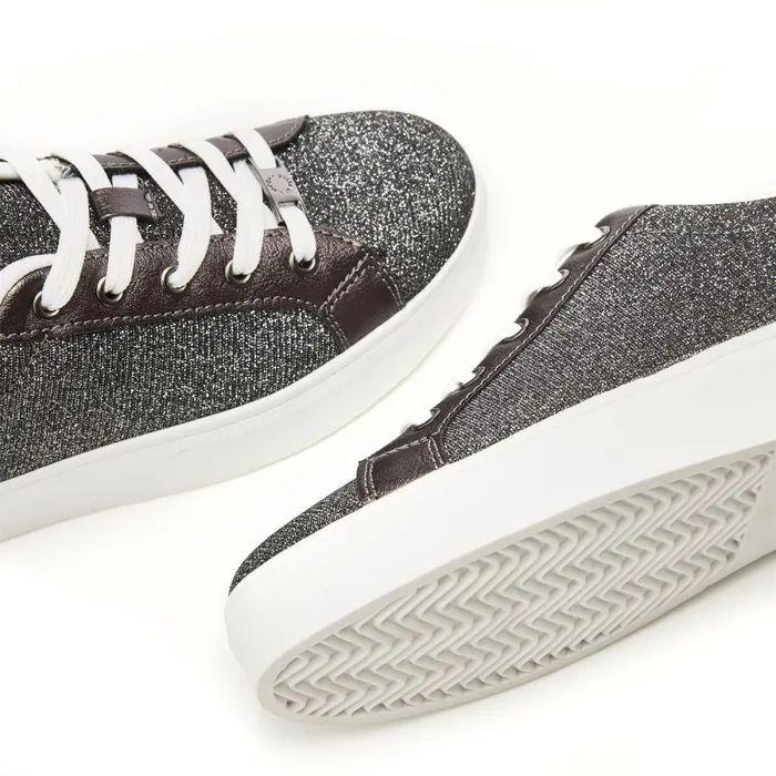 Women Moda In Pelle Casual Trainers Belanie Pewter Textile
