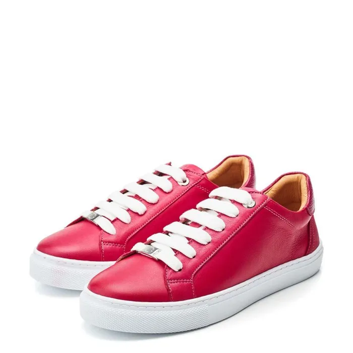 Women Moda In Pelle Casual Trainers Braidie Raspberry Leather