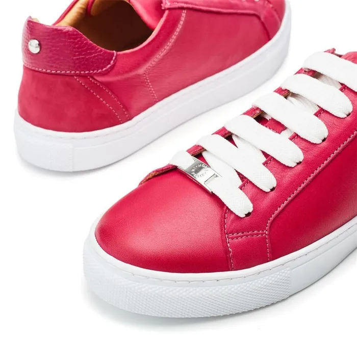 Women Moda In Pelle Casual Trainers Braidie Raspberry Leather