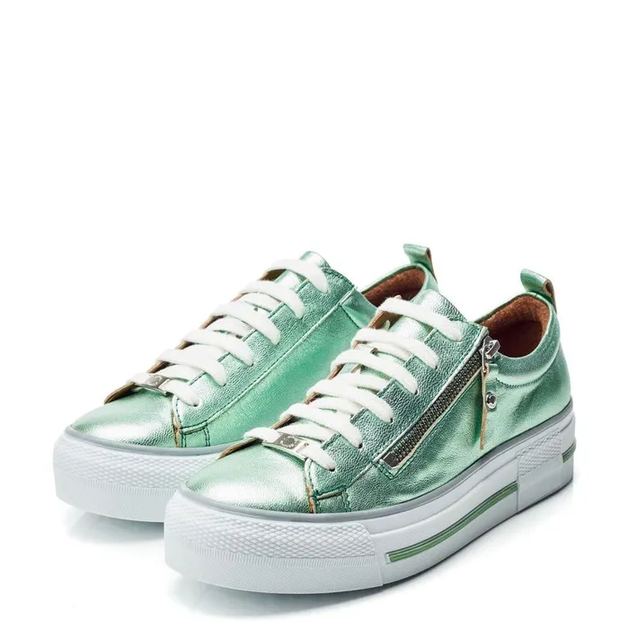 Women Moda In Pelle Casual Trainers Filician Mint Metallic Leather