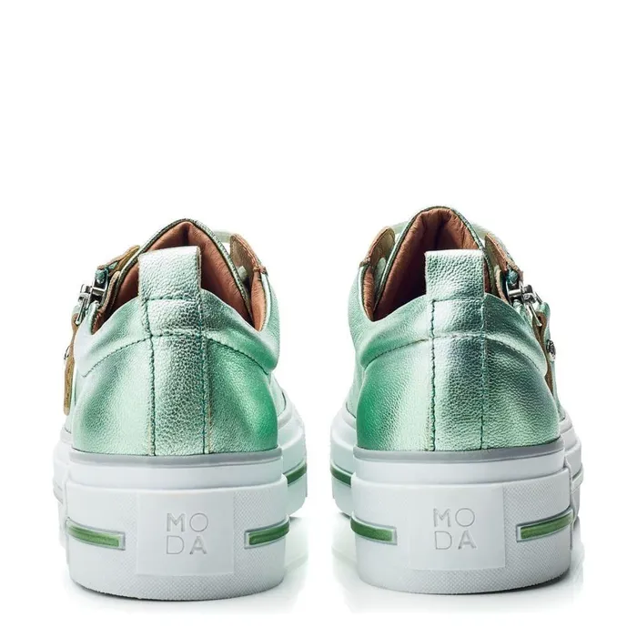 Women Moda In Pelle Casual Trainers Filician Mint Metallic Leather