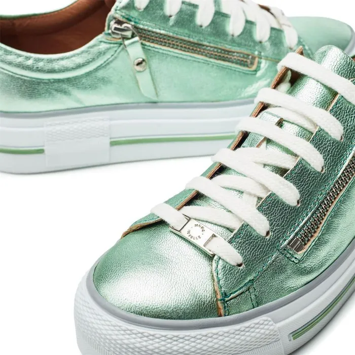 Women Moda In Pelle Casual Trainers Filician Mint Metallic Leather