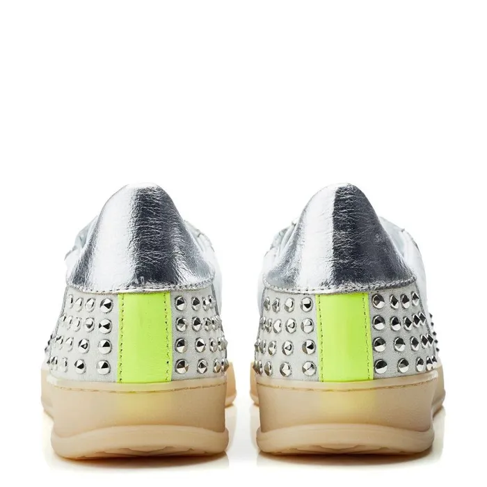 Women Moda In Pelle Casual Trainers Filipia White 8211 Silver Leather