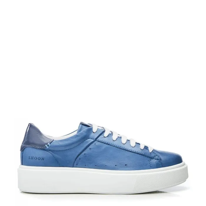 Women Moda In Pelle Casual Trainers Shoon Sh Innie Blue Leather