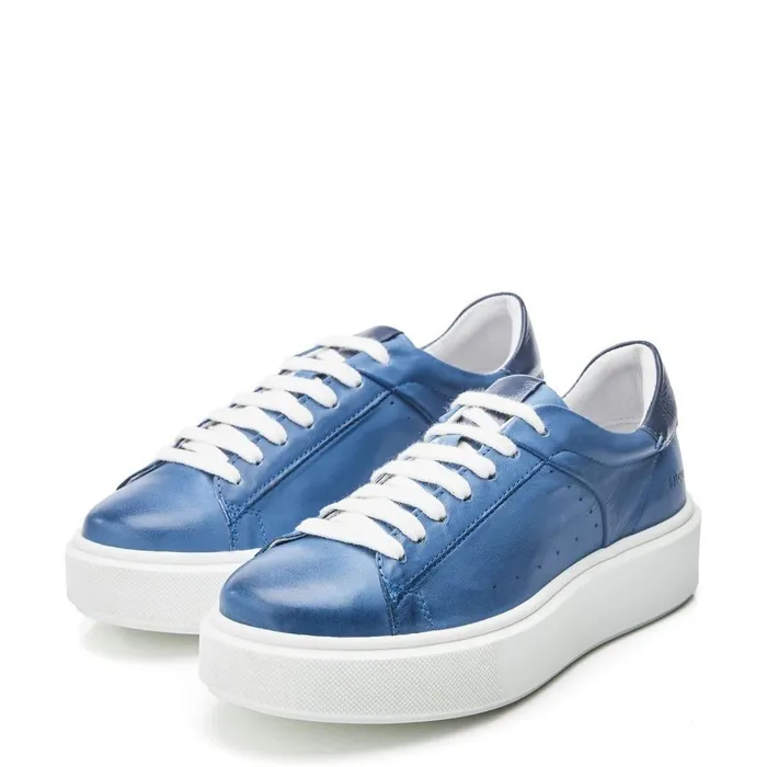 Women Moda In Pelle Casual Trainers Shoon Sh Innie Blue Leather