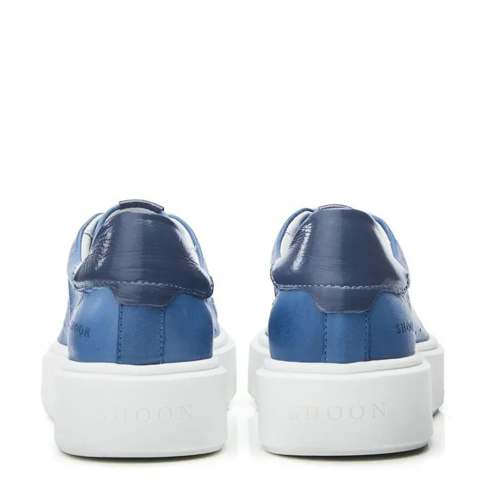 Women Moda In Pelle Casual Trainers Shoon Sh Innie Blue Leather