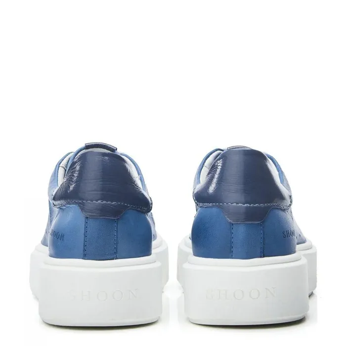 Women Moda In Pelle Casual Trainers Shoon Sh Innie Blue Leather