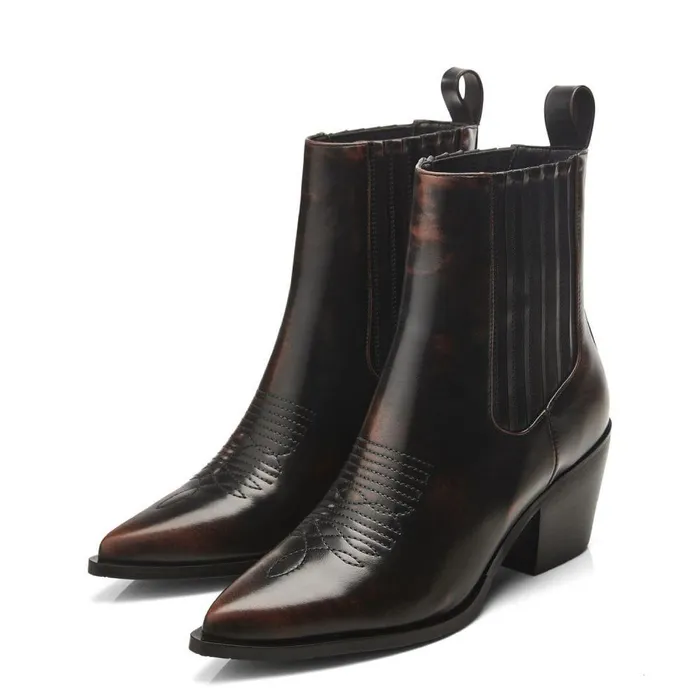 Women Moda In Pelle Chelsea Boots Nyrra Dark Brown Porvair