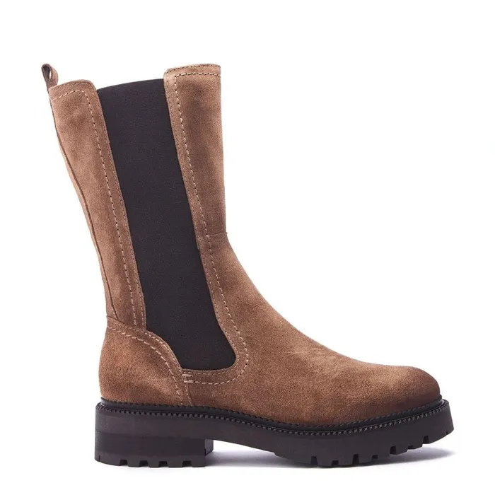 Women Moda In Pelle Chelsea Boots Shoon Sh Olmeto Tan Suede