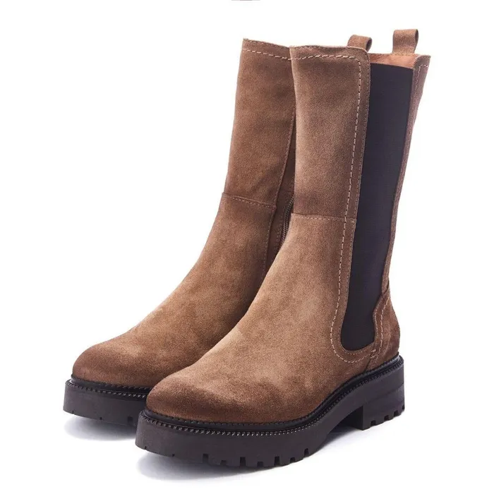 Women Moda In Pelle Chelsea Boots Shoon Sh Olmeto Tan Suede