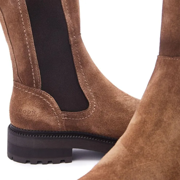 Women Moda In Pelle Chelsea Boots Shoon Sh Olmeto Tan Suede