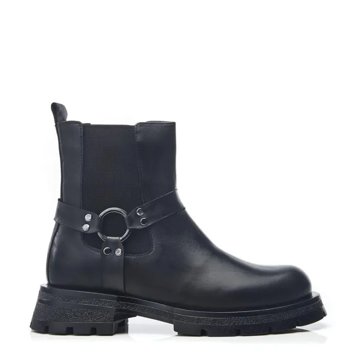Women Moda In Pelle Chunky Boots Bsoleful BRingo Black Leather