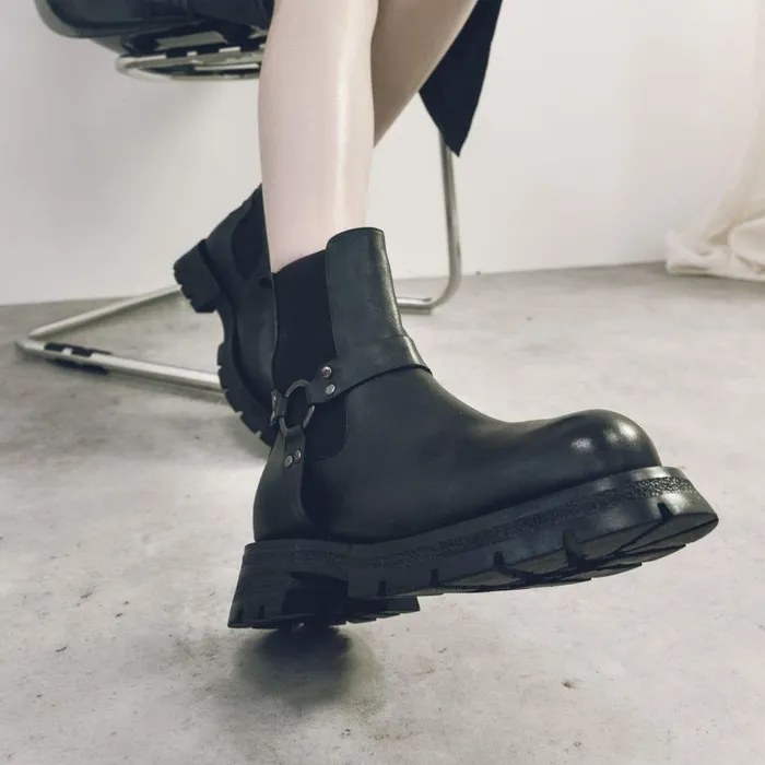 Women Moda In Pelle Chunky Boots Bsoleful BRingo Black Leather