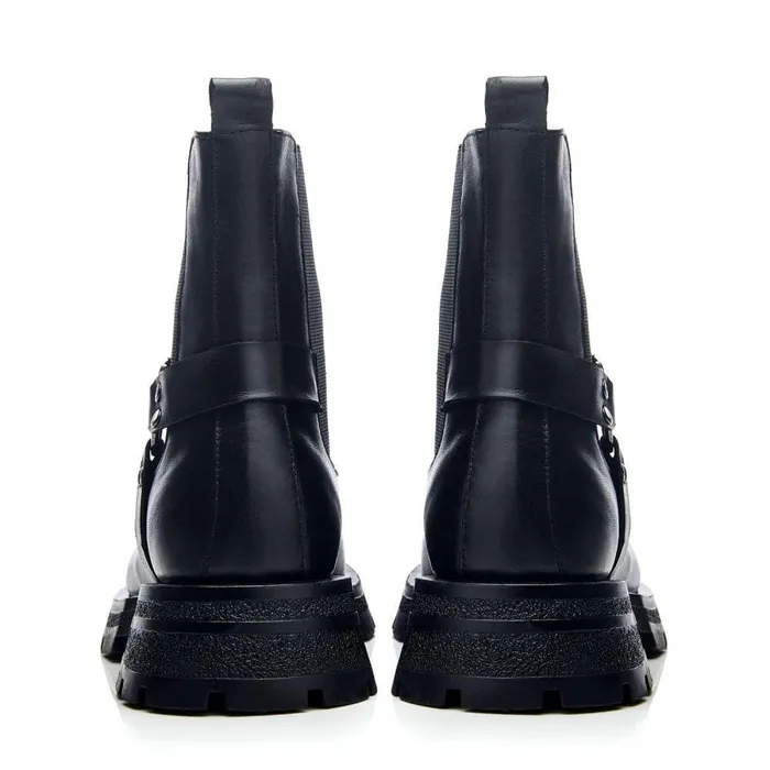 Women Moda In Pelle Chunky Boots Bsoleful BRingo Black Leather
