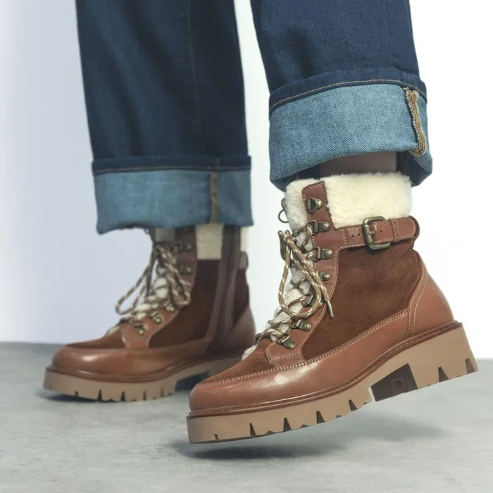 Women Moda In Pelle Chunky Boots Ottavia Tan Leather