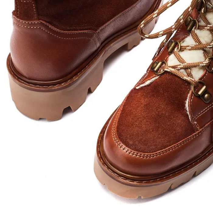 Women Moda In Pelle Chunky Boots Ottavia Tan Leather