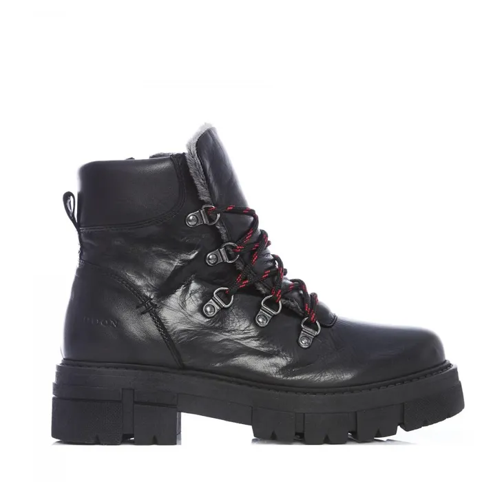 Women Moda In Pelle Chunky Boots Shoon Sh Iceberg Black Leather