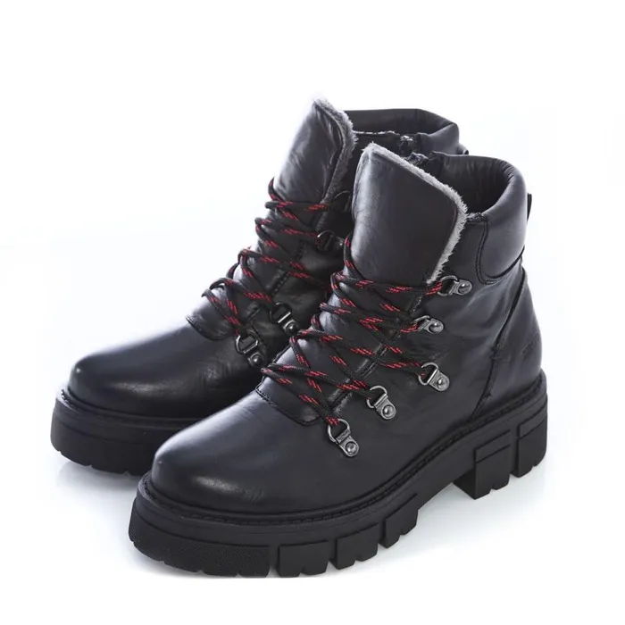 Women Moda In Pelle Chunky Boots Shoon Sh Iceberg Black Leather