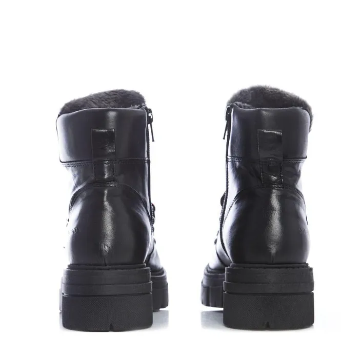 Women Moda In Pelle Chunky Boots Shoon Sh Iceberg Black Leather
