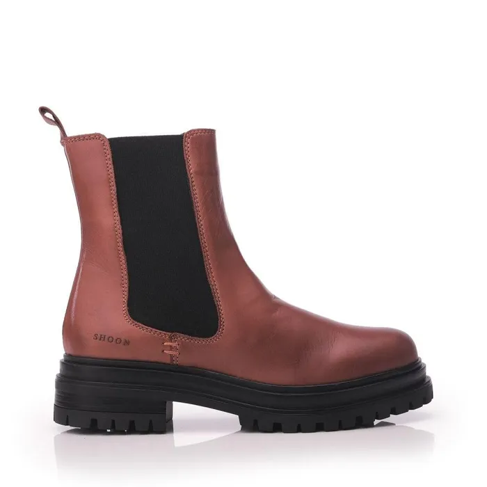 Women Moda In Pelle Chunky Boots Shoon Sh Isha Tan Leather