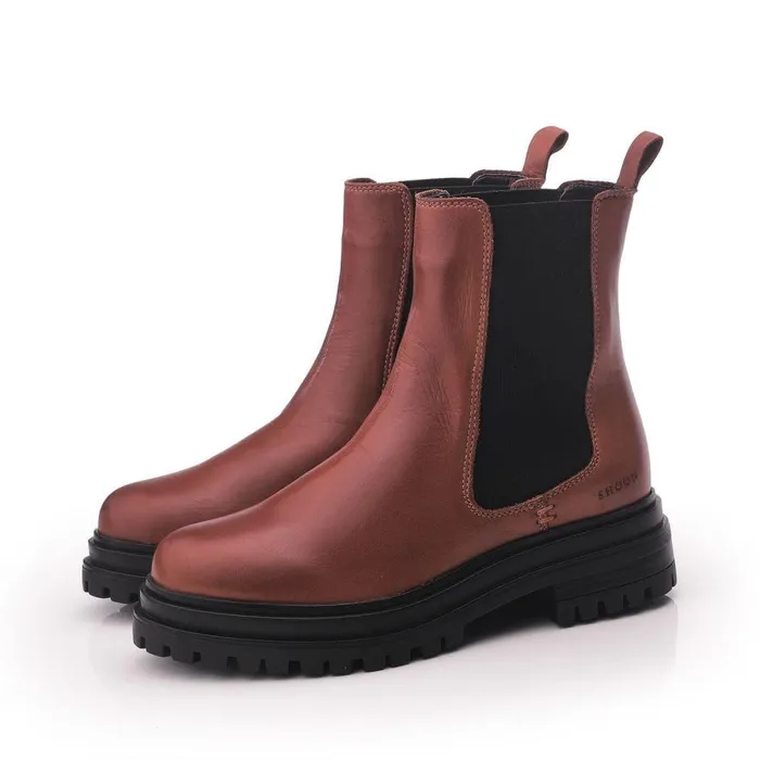Women Moda In Pelle Chunky Boots Shoon Sh Isha Tan Leather